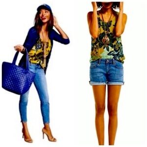 CAbi Style #286 Silk Blend Bali Floral Tank Top Women Small